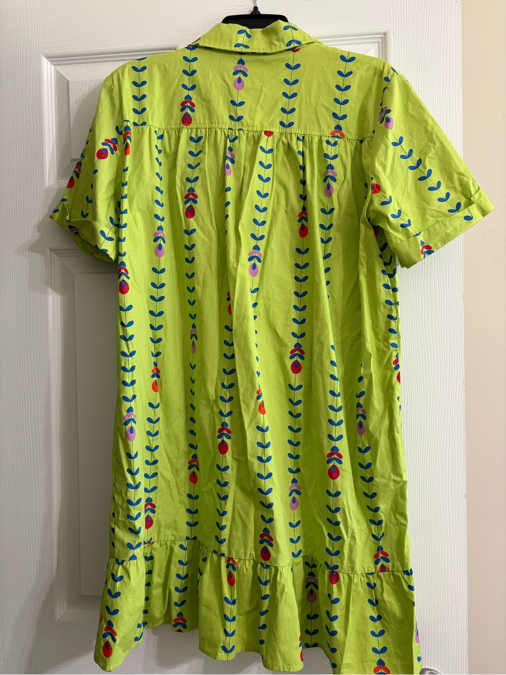 Karlie Lime Green Short-Sleeve Button Mini Floral Dress Motif Detachable Belt - Picture 6 of 7